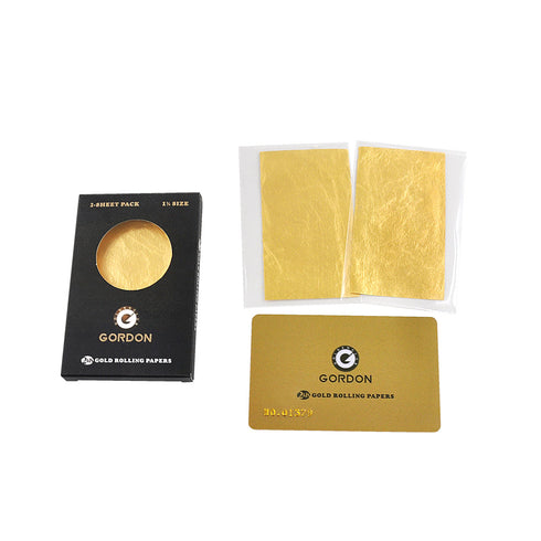 GORDON 24K Gold Rolling Papers, 1 1/4 Size Organic Rolling Paper, 2 PCS / Pack 12 Packs / Box